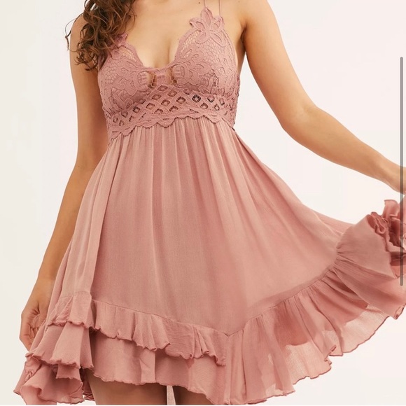 NWT Free People Adella Slip Dress - Rose - Picture 3 of 3